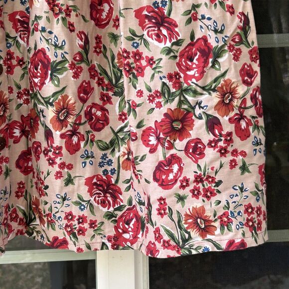 Vintage Eagle's Eye Floral Prairie Midi Skirt Size Large Button Front Linen - Picture 4 of 7